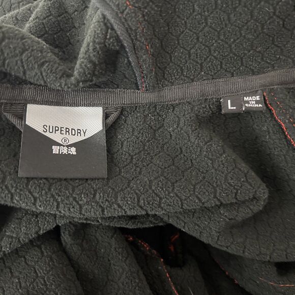 Superdry Jacket Men Large Red Black Zip Up Windbreaker Honeycomb Lined Outdoor - Picture 3 of 16